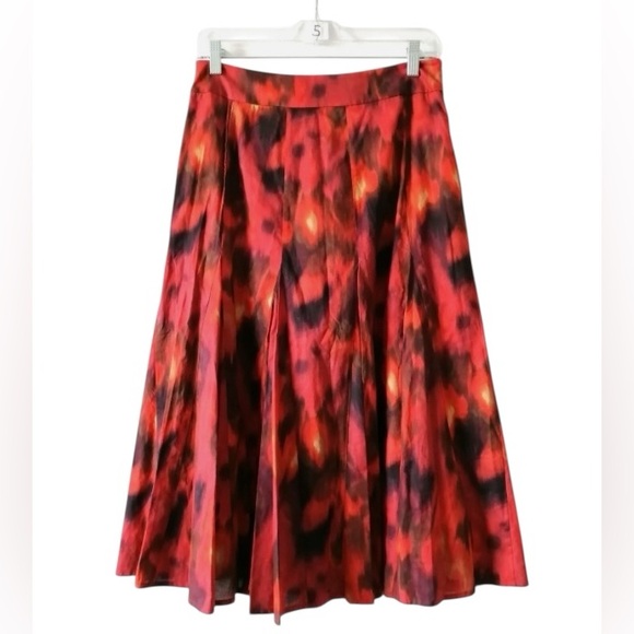 Coldwater Creek Womens Multicolor Gored Boho Print Midi Pleated Skirt Size M - Picture 1 of 14